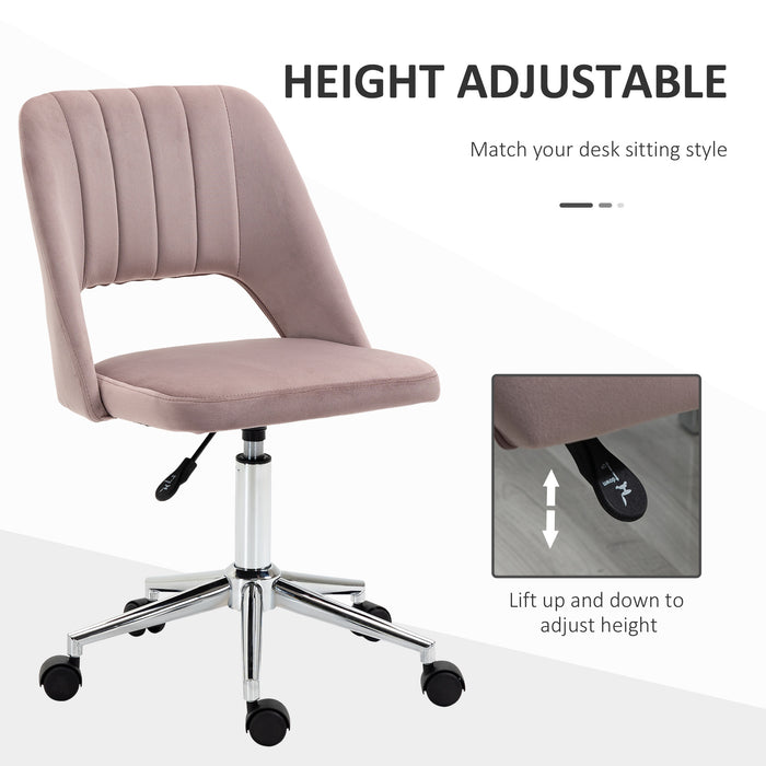 Mid-Back Swivel Home Office Chair Scallop Computer Chair Pink