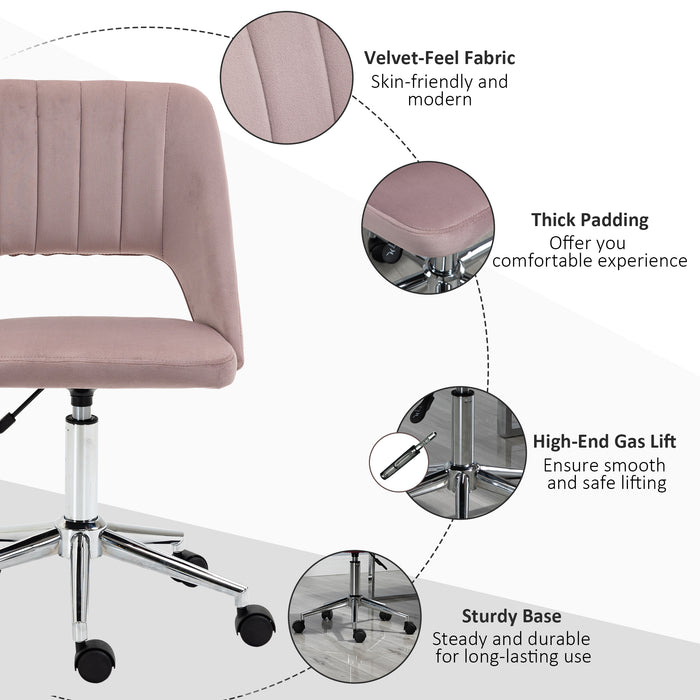 Mid-Back Swivel Home Office Chair Scallop Computer Chair Pink