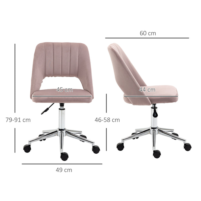 Mid-Back Swivel Home Office Chair Scallop Computer Chair Pink