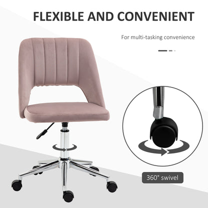 Mid-Back Swivel Home Office Chair Scallop Computer Chair Pink