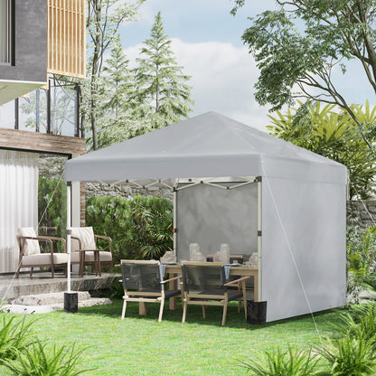 3x3 M Pop Up Gazebo Party Tent, 2 Sidewalls, Weight Bags Light Grey