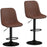 Set of 2 Bar Stools, Adjustable Swivel Breakfast Barstools, Brown