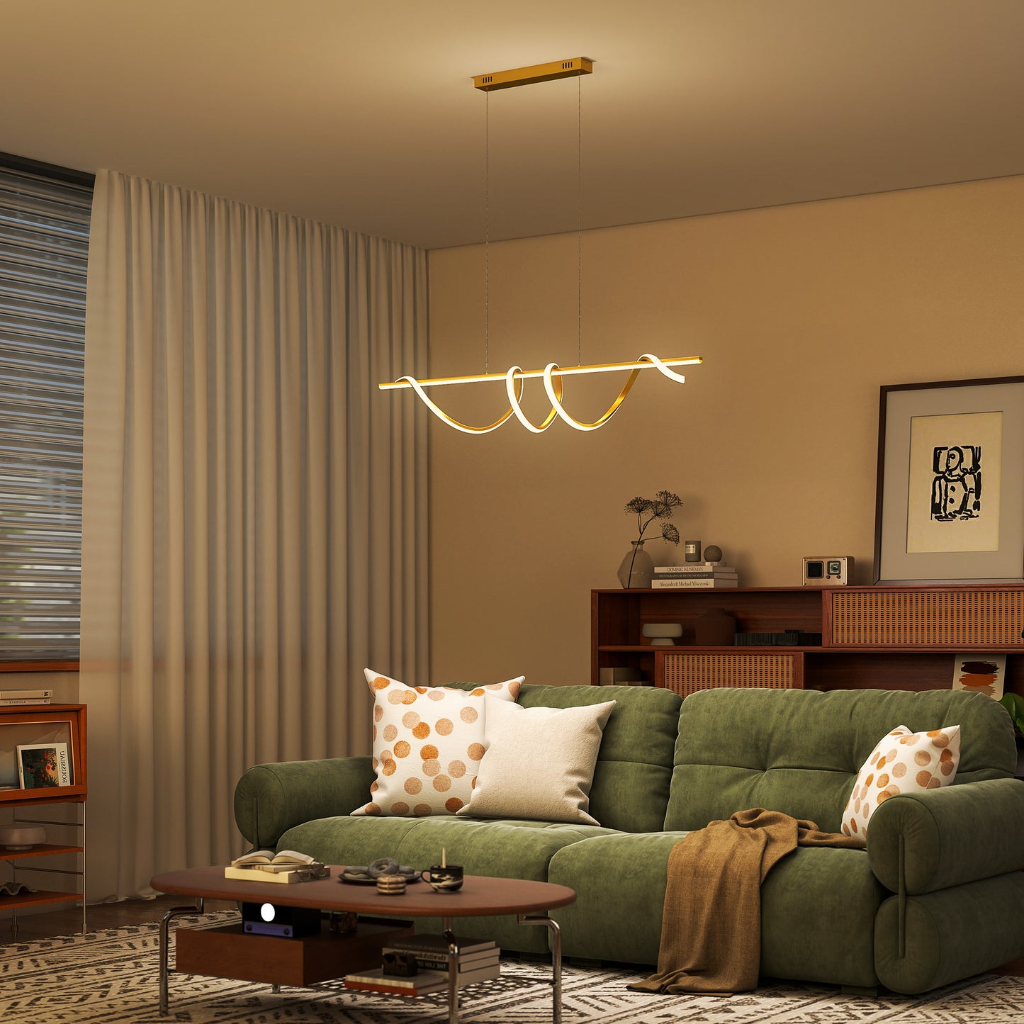 Pendant Light, Ceiling Light with 3 Colour Temperatures, Gold Tone