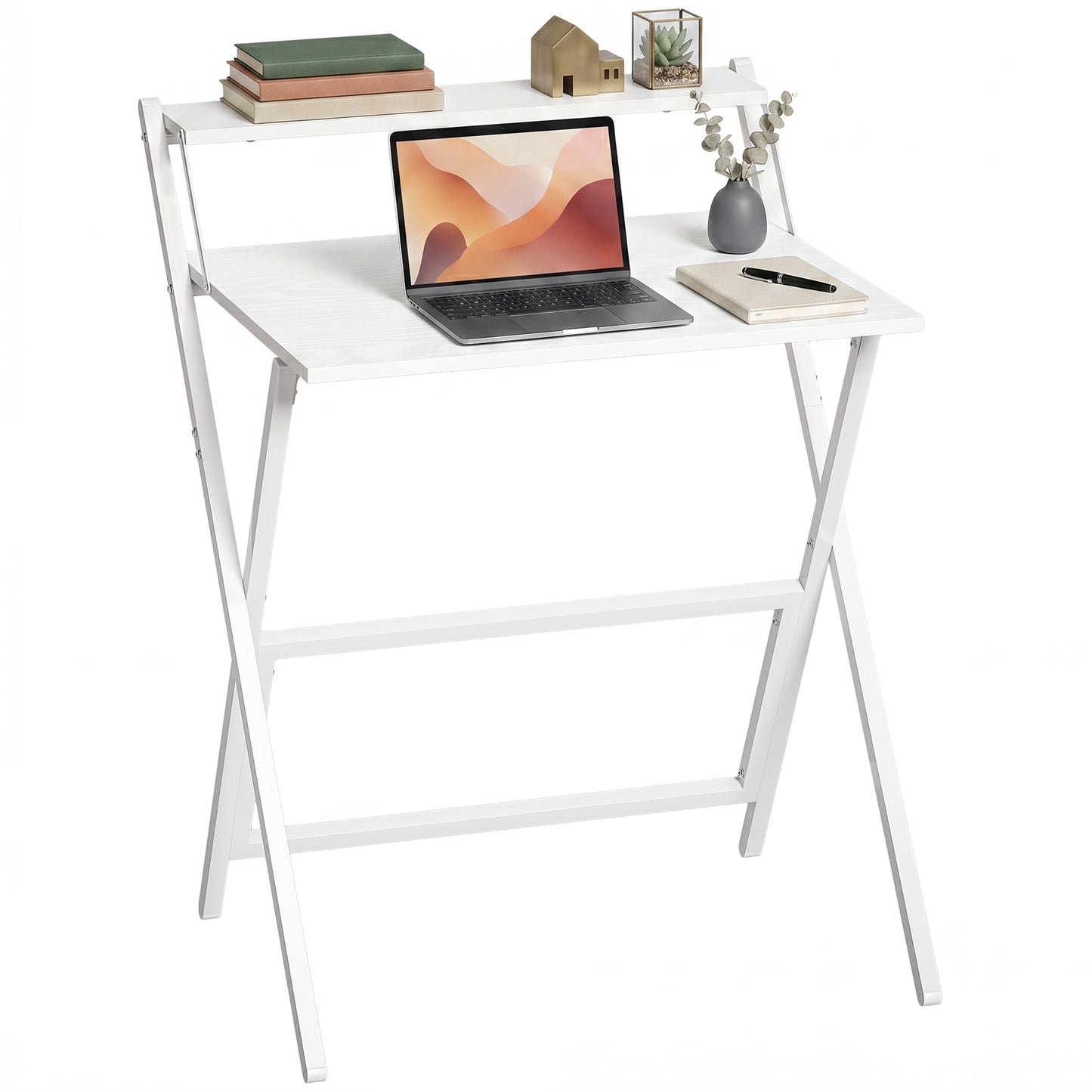 70 cm Folding Computer Desk for Small Spaces Bedroom, White