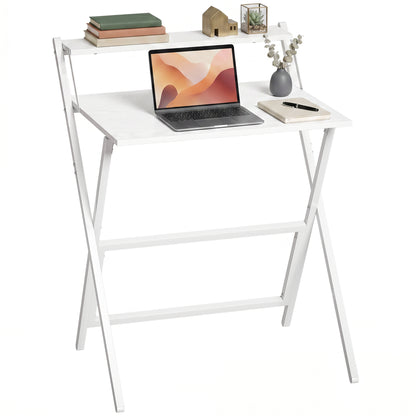 70 cm Folding Computer Desk for Small Spaces Bedroom, White
