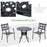 85cm Round Garden Table with Umbrella Hole, Aluminium Grid Motif Outdoor Dining Table for Garden Patio, Black