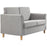 Compact Loveseat Sofa, Modern 2 Seater Sofa for Living Room with Wood Legs and Armrests, Grey