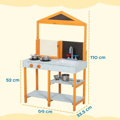 Wooden Mud Kitchen for Kids with Removable Sink, Cookware, Shelves