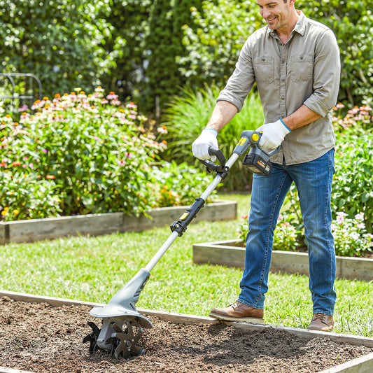 Cordless Tiller, 18V Garden Rotavator with 2 x 4Ah Batteries
