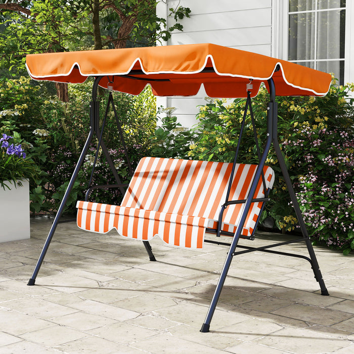 3-Seat Swing Chair Garden Swing Seat with Adjustable Canopy for Patio, Orange