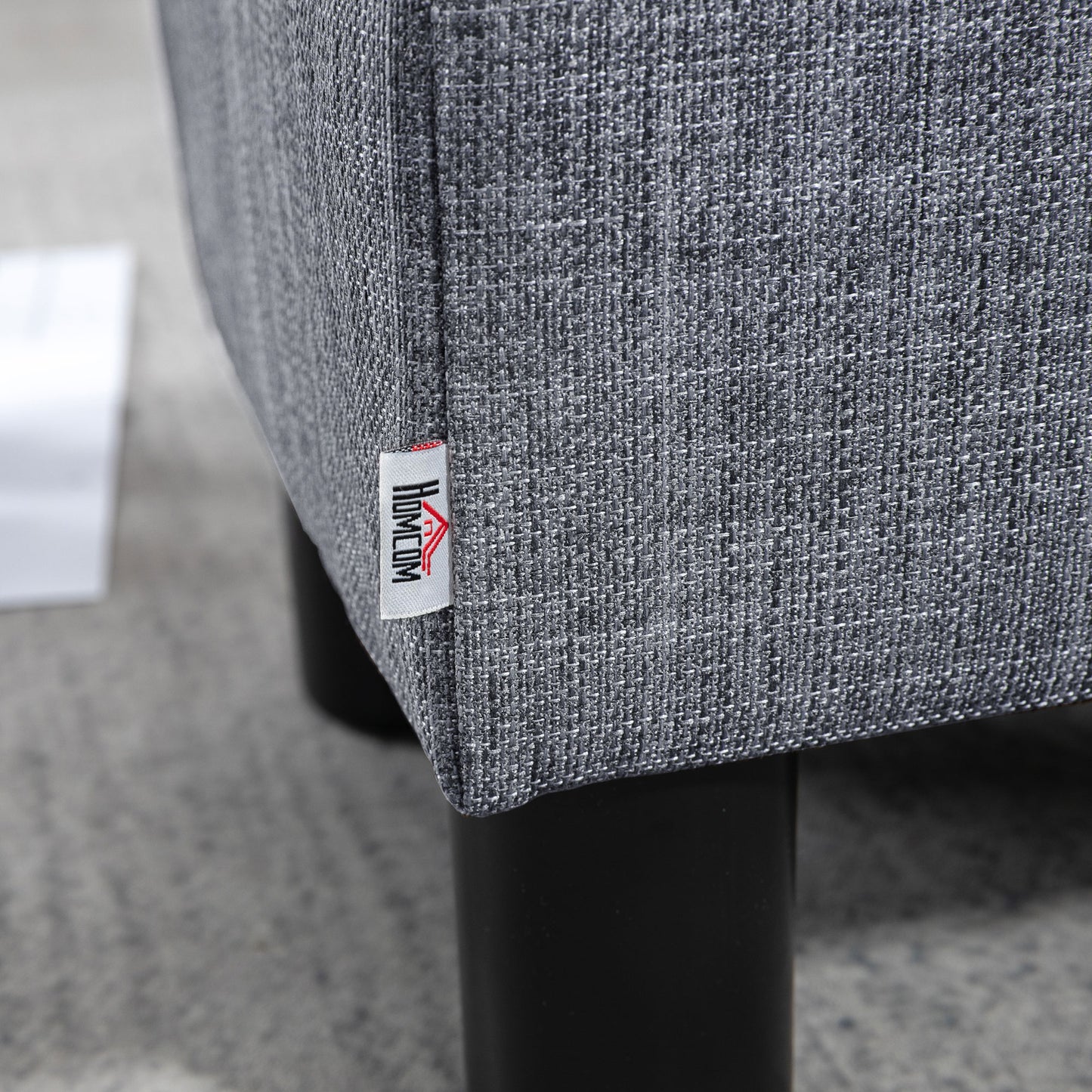 Linen Fabric Footstool Ottoman Cube with 4 Plastic Legs