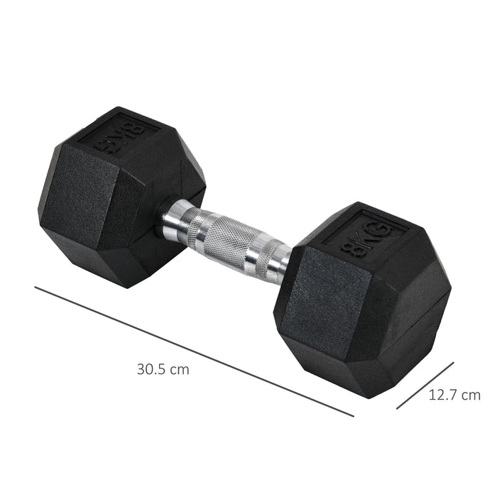 Rubber Hex Dumbbells, Sports Hex Weights Sets, Home Gym Fitness, Hexagonal Dumbbells Kit Weight Lifting Exercise (2 x 8kg)