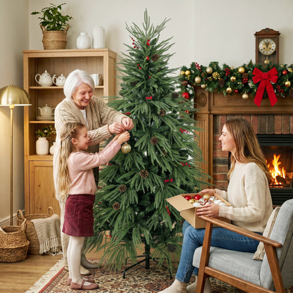 6ft Predecorated Artificial Christmas Tree, Hinged Xmas Tree, Green