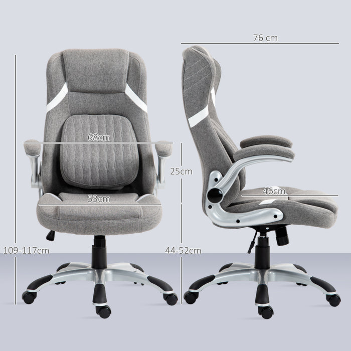 Fabric Office Desk Chair with Adjustable Height Tilt Function Grey