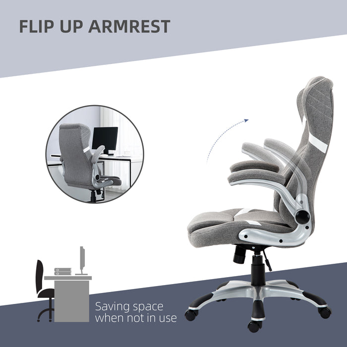 Fabric Office Desk Chair with Adjustable Height Tilt Function Grey