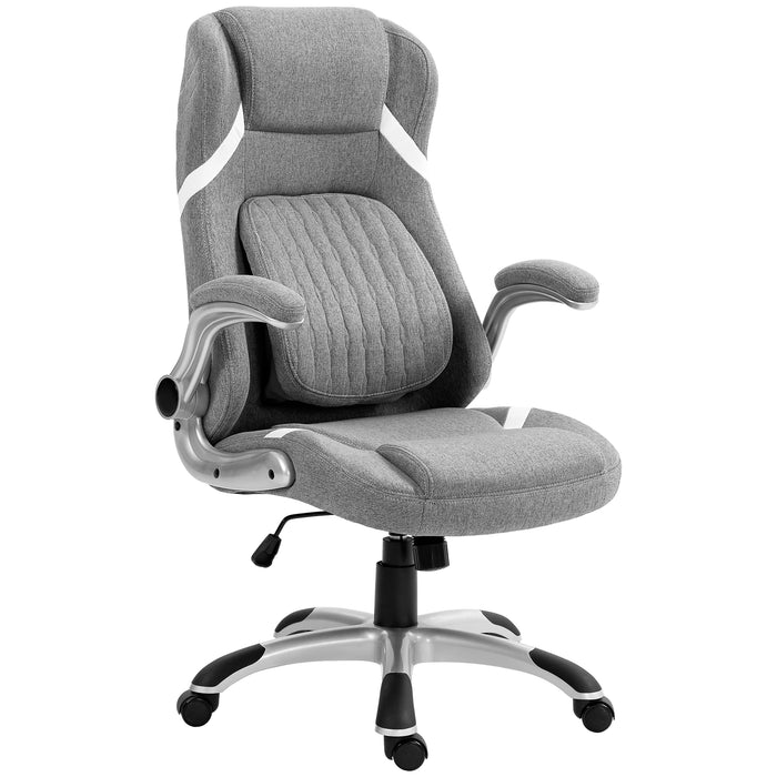 Fabric Office Desk Chair with Adjustable Height Tilt Function Grey