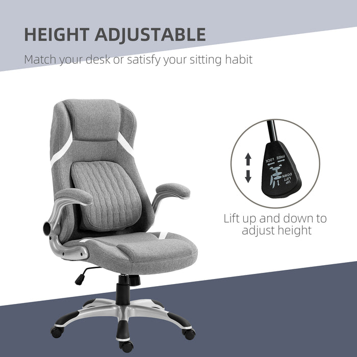 Fabric Office Desk Chair with Adjustable Height Tilt Function Grey