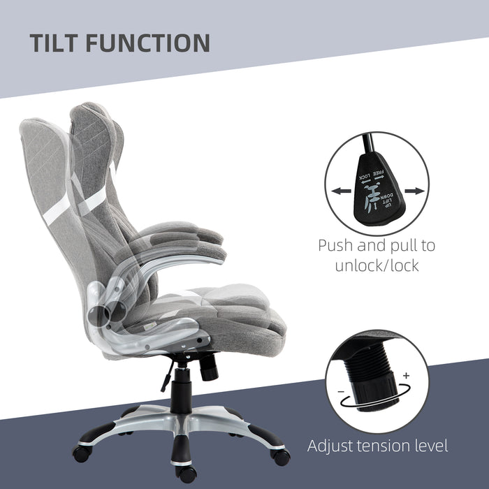 Fabric Office Desk Chair with Adjustable Height Tilt Function Grey