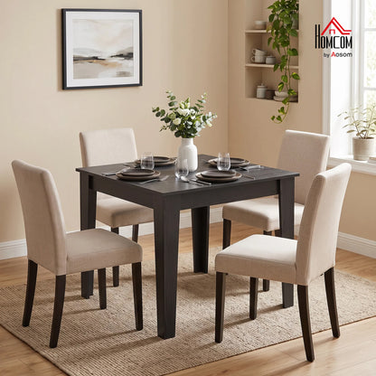 Dining Table for 4, 80L x 80W x 75Hcm, Black Wood Effect