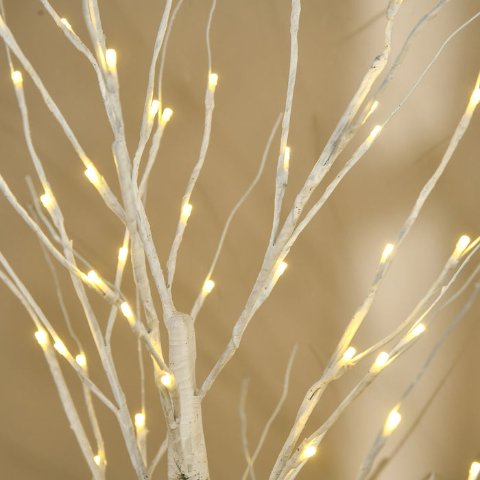 6ft Artificial White Birch Tree Light w/ 96 Warm White Pre-Lit LED Light