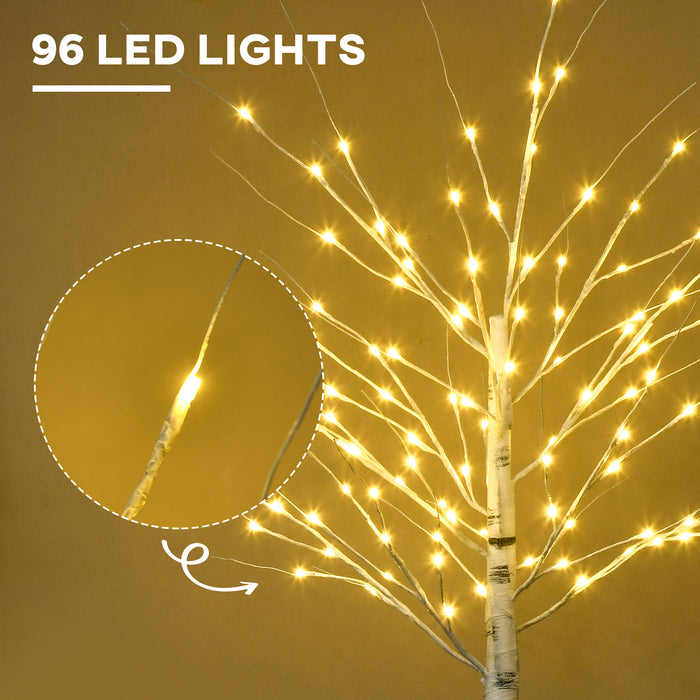 6ft Artificial White Birch Tree Light w/ 96 Warm White Pre-Lit LED Light