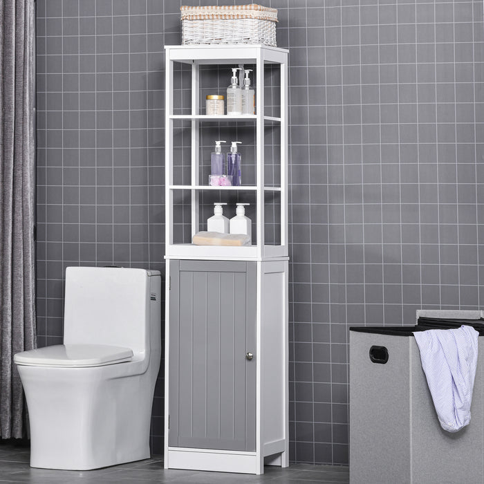 Kleankin Slimline Bathroom Storage Cabinet, Free Standing Tallboy Unit for Bathroom, Living Room, Kitchen,Multi-Purpose Storage Unit