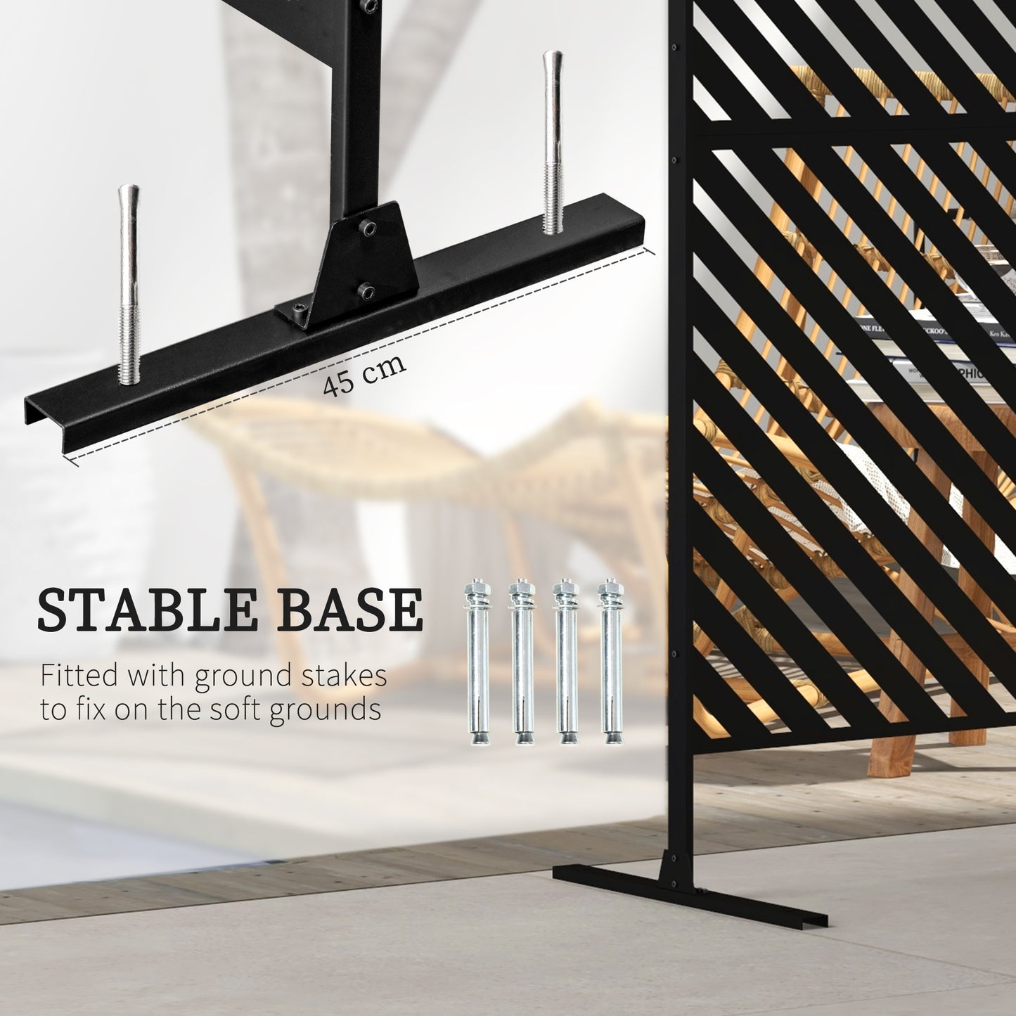 Metal Privacy Screen W/ Expansion Screws Outdoor Divider, Triangle