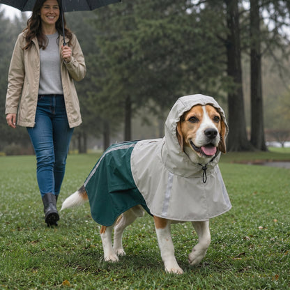 Dog Raincoat with Hood, Dog Rain Jacket, for Medium Dogs, M
