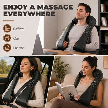 Cordless Neck Massager with Heat, Deep Tissue 4D Shiatsu Neck and Shoulder Massager for Back and Leg, for Car Home Office, Gifts for Men and Women