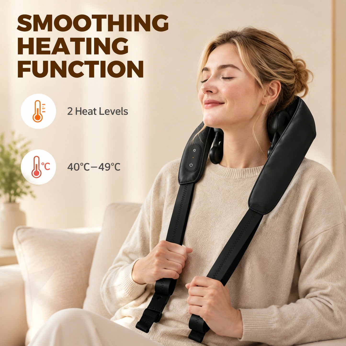 Cordless Neck Massager with Heat, Deep Tissue 4D Shiatsu Neck and Shoulder Massager for Back and Leg, for Car Home Office, Gifts for Men and Women