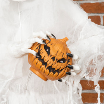 74" Witch Halloween Decoration with Light Up Eyes and Body, White