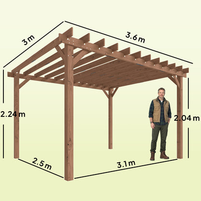 3.6 x 3 m Wooden Pergola Gazebo Grape Trellis, Maple Wood-effect