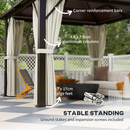 3x3(m) Polycarbonate Hardtop Gazebo with Aluminium Frame, Beige