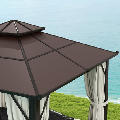 3x3(m) Polycarbonate Hardtop Gazebo with Aluminium Frame, Beige