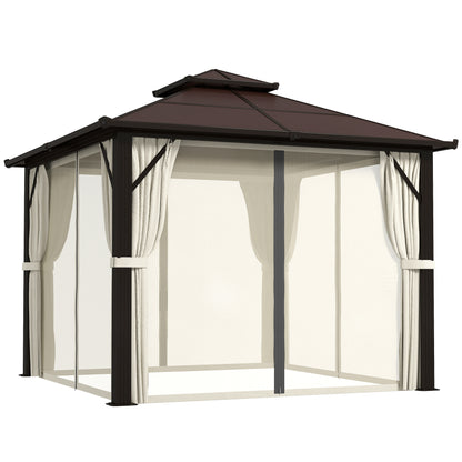 3x3(m) Polycarbonate Hardtop Gazebo with Aluminium Frame, Beige