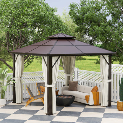 3x3(m) Polycarbonate Hardtop Gazebo with Aluminium Frame, Beige