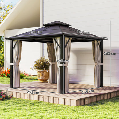 3x3(m) Polycarbonate Hardtop Gazebo with Aluminium Frame, Beige