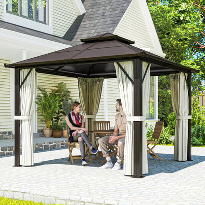 3x3(m) Polycarbonate Hardtop Gazebo with Aluminium Frame, Beige