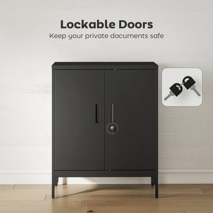 Metal Storage Cabinet with Lock for Home Office, Garage, Study, Black