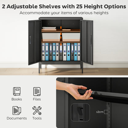 Metal Storage Cabinet with Lock for Home Office, Garage, Study, Black
