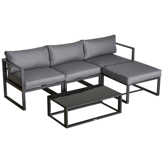 5-Piece Outdoor Patio Set Padded Cushion Coffee Table Aluminum Tube