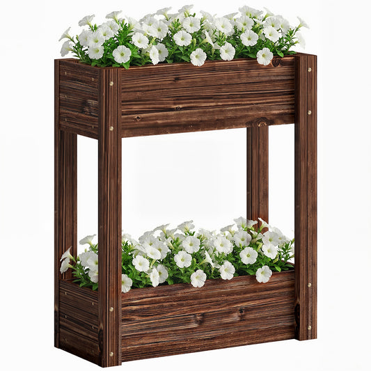 2-Tier Wooden Raised Planter, Raised Garden Bed on Legs