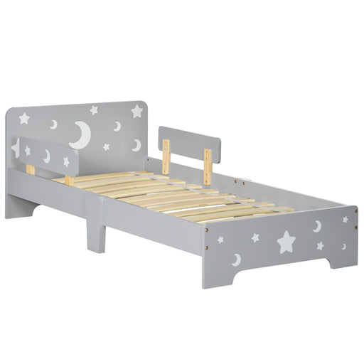 Toddler bed w/ Star and Moon Patterns, for Ages 3-6 Years - Grey