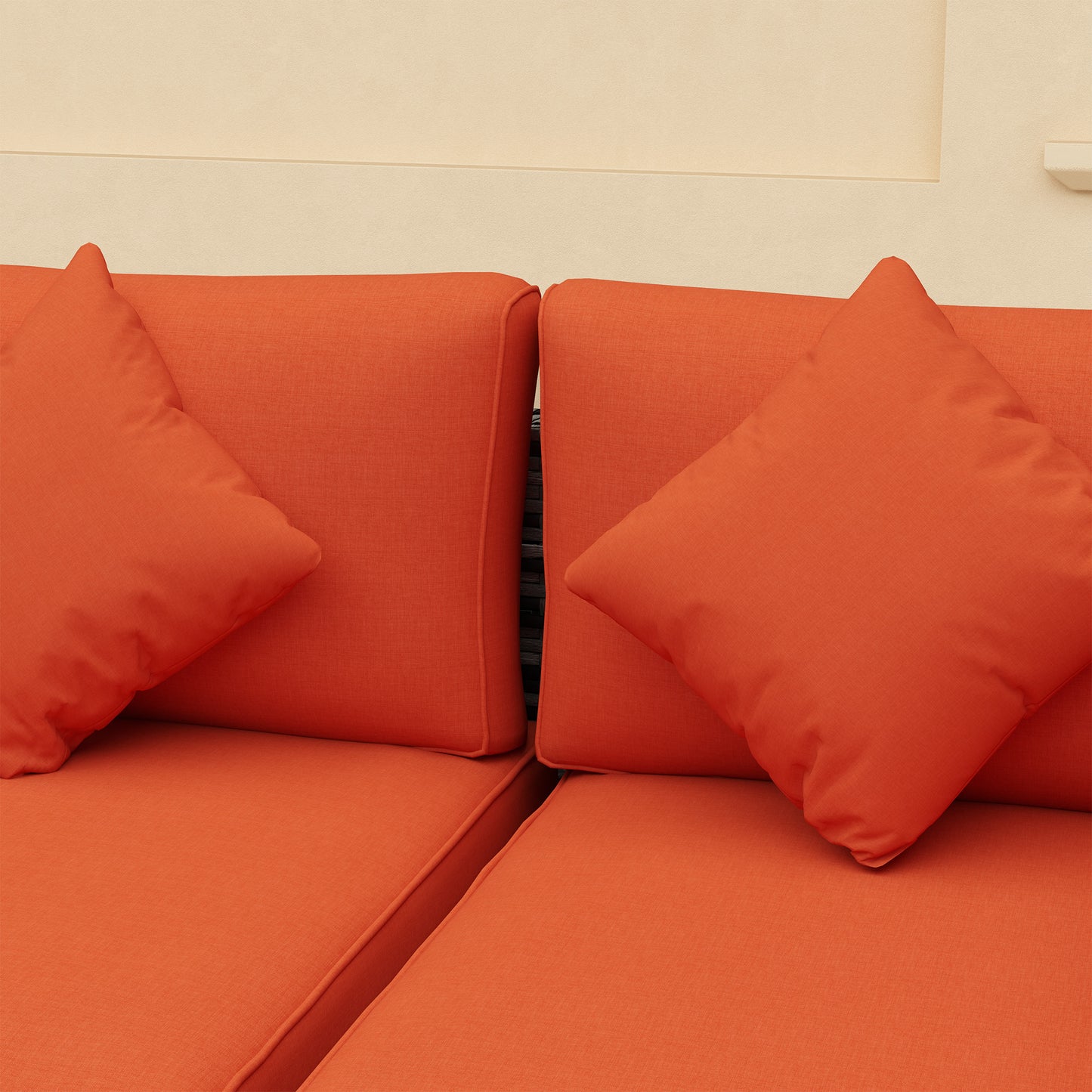 8 Pieces Patio Rattan Sofa Set Outdoor Garden Furniture Set in Mixed Grey & Orange Cushions
