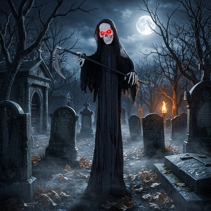 72"/183cm Life Size Animated Grim Reaper Halloween Decoration