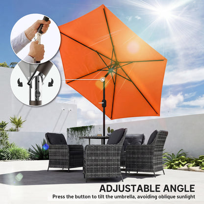 2.6M Garden Parasol Umbrella with Aluminium Pole, Tilt, Crank