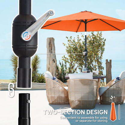 2.6M Garden Parasol Umbrella with Aluminium Pole, Tilt, Crank