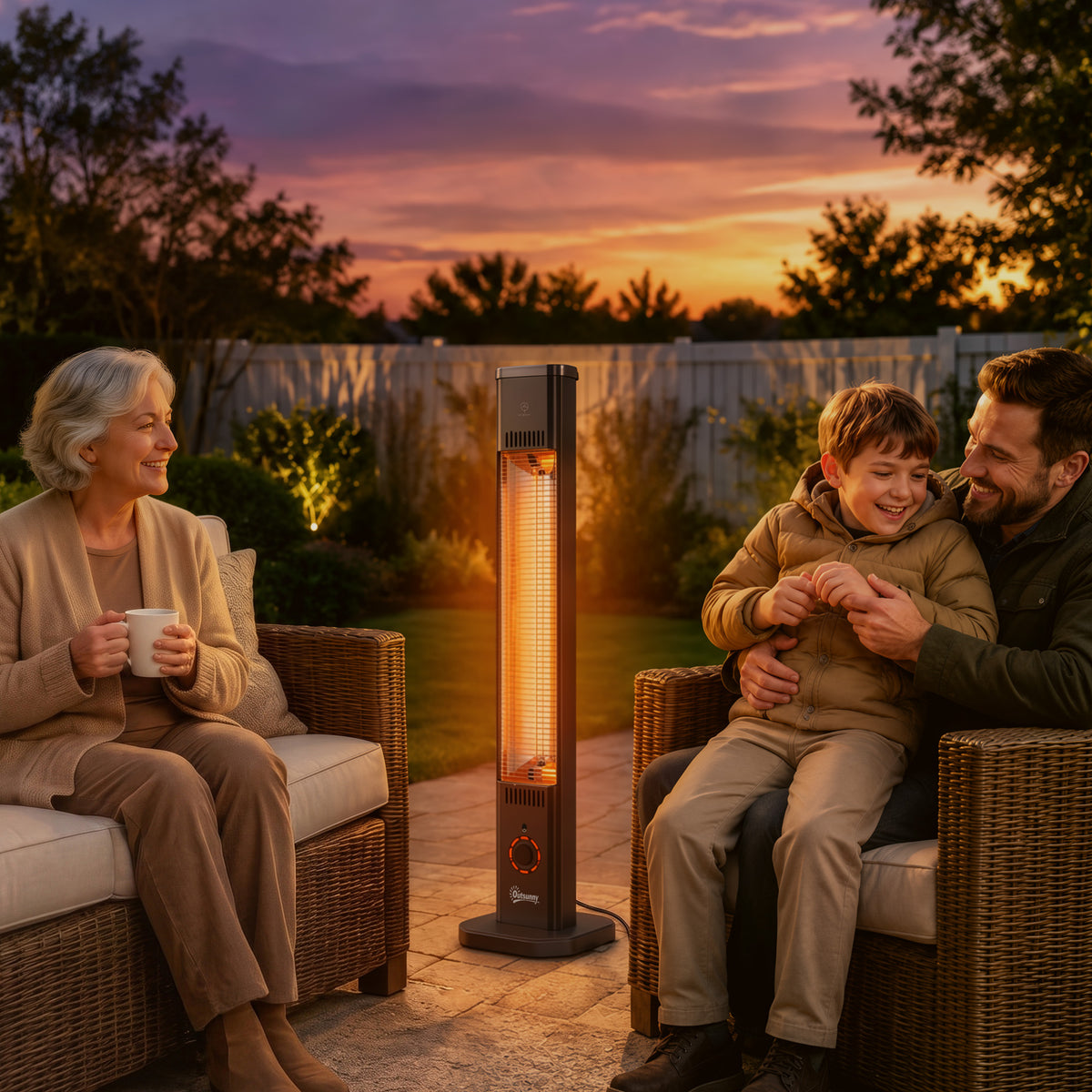 2000 W Electric Infrared Patio Heater with Cover, IP65, Black