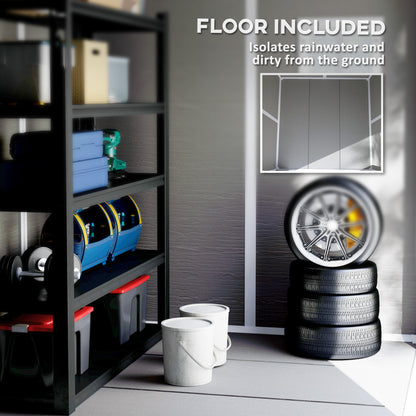 6 x 5ft Resin Garden Shed with Floor and Window, Dark Grey