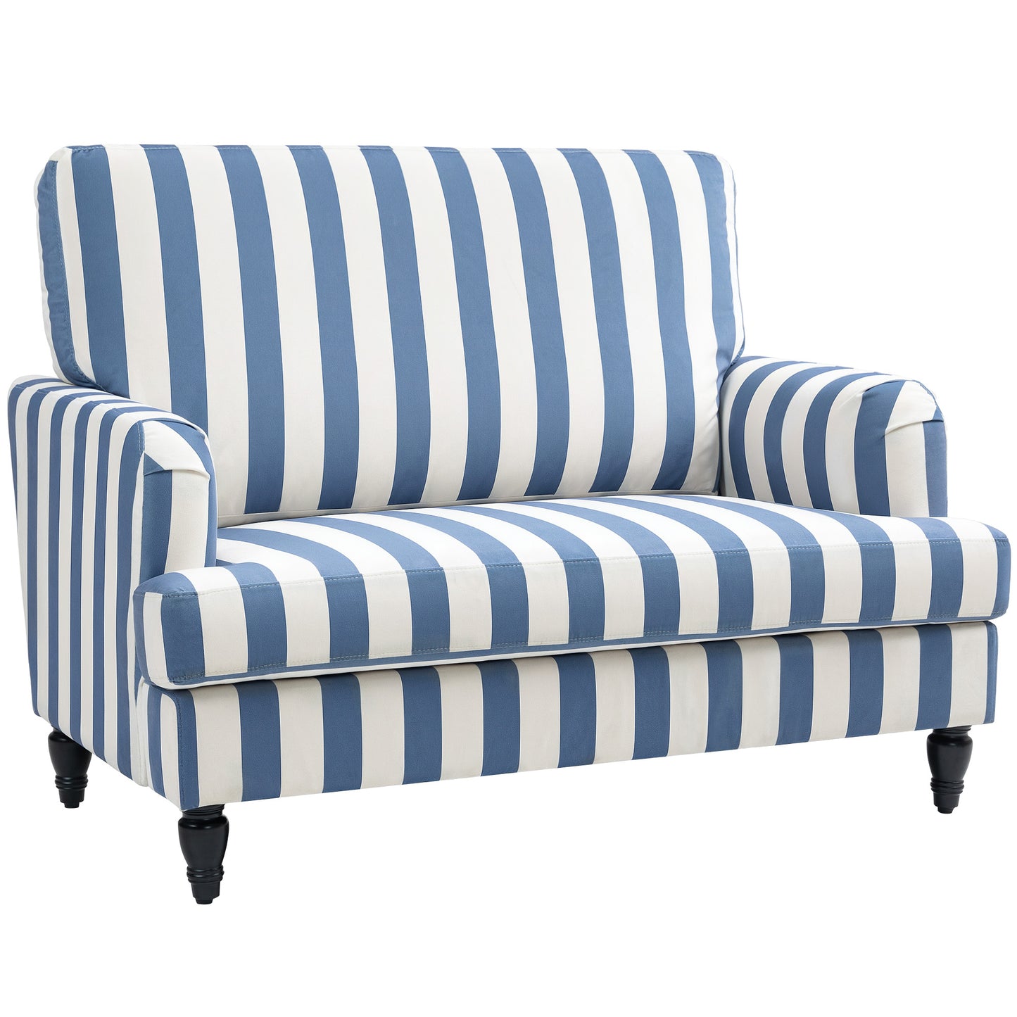 Cuddle Chair with Stripe, Armchair for Living Room, Blue and White